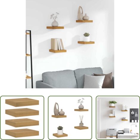 vidaXL Scaffale marrone -  Scaffale da parete 4 pcs Marrone 23 x 23,5 x 4 cm