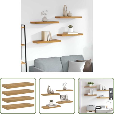 vidaXL Scaffale marrone -  Scaffale da parete 4 pcs Marrone 50 x 23 x 4 cm