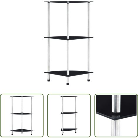 vidaXL Scaffale moderno -  Scaffale a 3 Livelli Nero 30x30x67 cm in Vetro Temperato