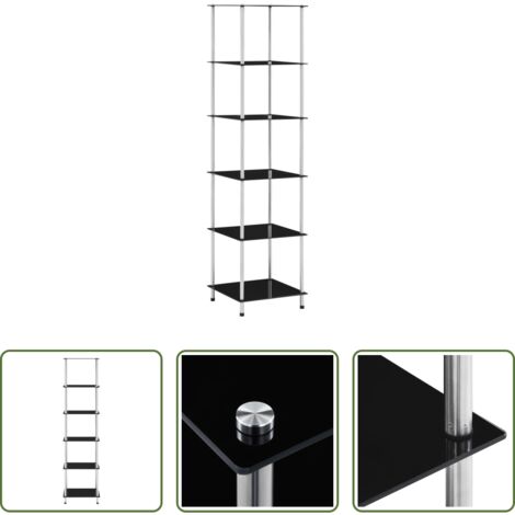 vidaXL Scaffale moderno -  Scaffale a 6 Livelli Nero 40x40x160 cm in Vetro Temperato