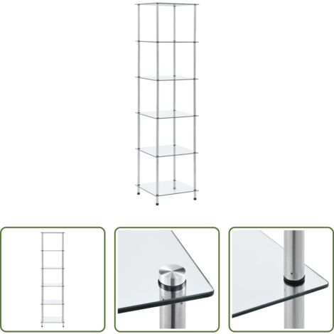 vidaXL Scaffale moderno -  Scaffale a 6 Livelli Trasparente 40x40x160cm in Vetro Temperato