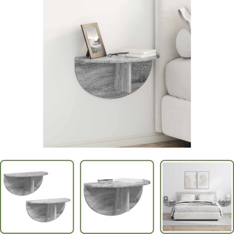 vidaXL Scaffale moderno -  Scaffale da parete 2 pcs Grigio Sonoma 48 x 24 x 24 cm