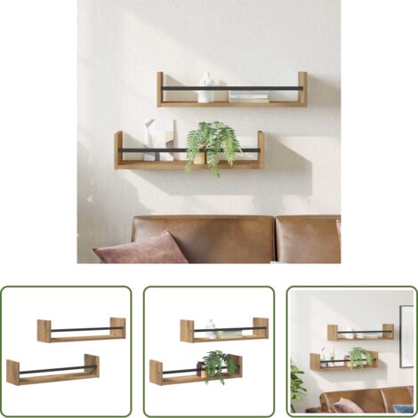 vidaXL Scaffale moderno -  Scaffale da parete 2 pcs Rovere artigianale 60 x 16 x 14 cm