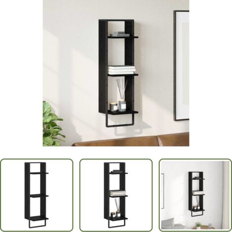 vidaXL Scaffale moderno -  Scaffale da parete con lo scaffale Rovere Nero 30 x 25 x 100 cm