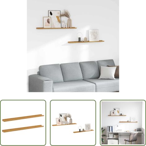 vidaXL Scaffale modulare -  Scaffale da parete 2 pcs Beige 100 x 9 x 3 cm Legno multistrato