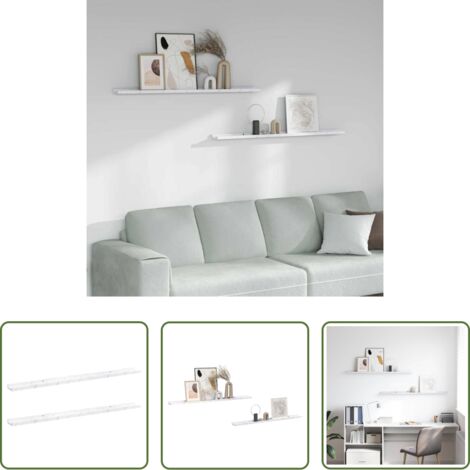 vidaXL Scaffale modulare -  Scaffale da parete 2 pcs Marmo Bianco 115 x 9 x 3 cm