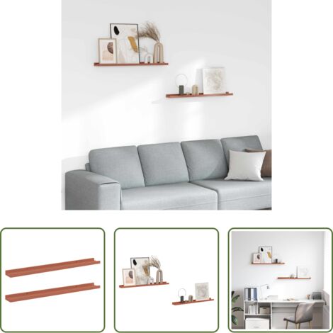 vidaXL Scaffale modulare -  Scaffale da parete 2 pcs Rosso 80 x 9 x 3 cm Legno multistrato