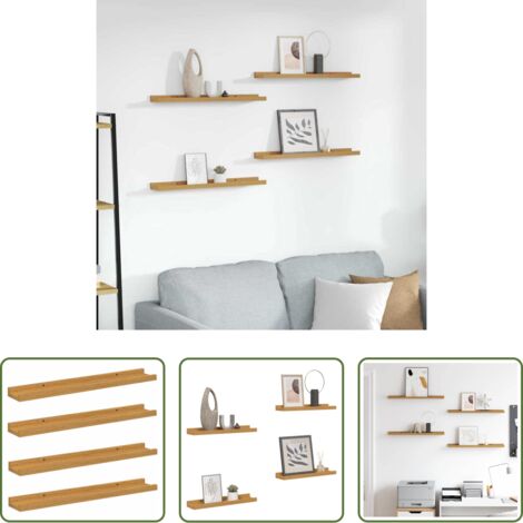 vidaXL Scaffale modulare -  Scaffale da parete 4 pcs Beige 60 x 9 x 3 cm Legno multistrato