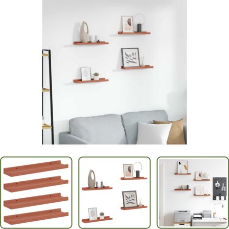 vidaXL Scaffale modulare -  Scaffale da parete 4 pcs Rosso 40 x 9 x 3 cm Legno multistrato
