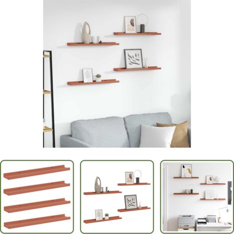 vidaXL Scaffale modulare -  Scaffale da parete 4 pcs Rosso 60 x 9 x 3 cm Legno multistrato