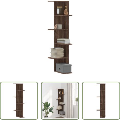 vidaXL Scaffale muro -  Scaffale Angolare Muro Rovere Marrone 36,5x36,5x140 cm Legno