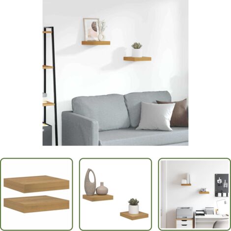 vidaXL Scaffale muro -  Scaffale da parete 2 pcs Marrone 23 x 23,5 x 4 cm