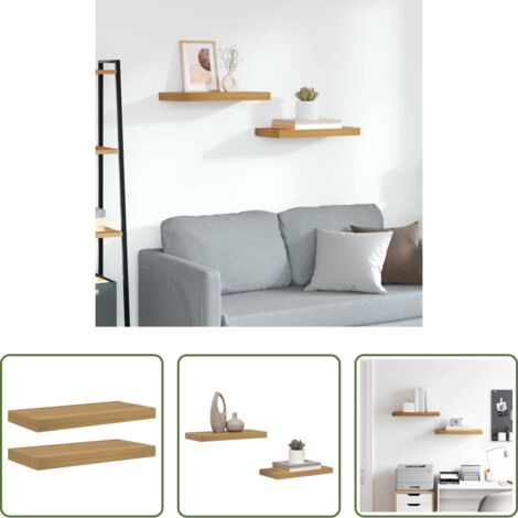 vidaXL Scaffale muro -  Scaffale da parete 2 pcs Marrone 50 x 23 x 4 cm