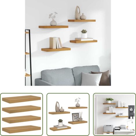 vidaXL Scaffale muro -  Scaffale da parete 4 pcs Marrone 50 x 23 x 4 cm