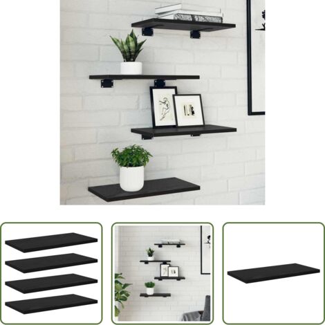 vidaXL Scaffale nero - Scaffale 4 pcs Nero 40 x 20 x 1,5 cm Legno multistrato