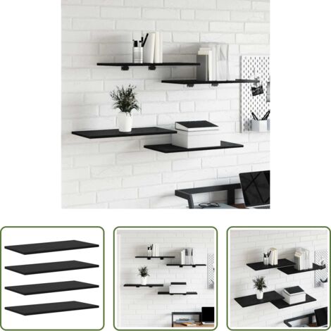 vidaXL Scaffale nero - Scaffale 4 pcs Nero 60 x 30 x 1,5 cm Legno multistrato