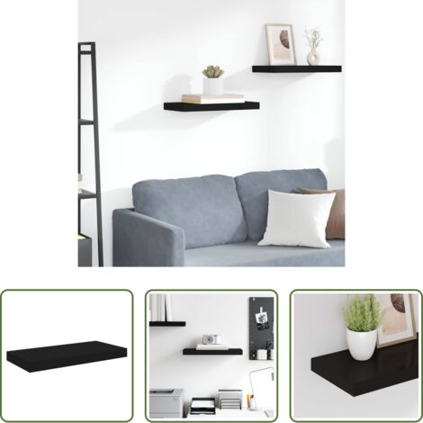 vidaXL Scaffale nero - Scaffale a Parete Nero 50x23x3,8 cm in MDF