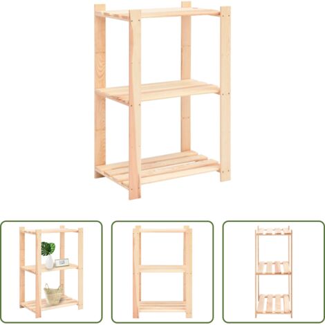 vidaXL Scaffale per casa -  Scaffale a 3 Livelli 60x38x90 cm in Massello di Pino 150 kg