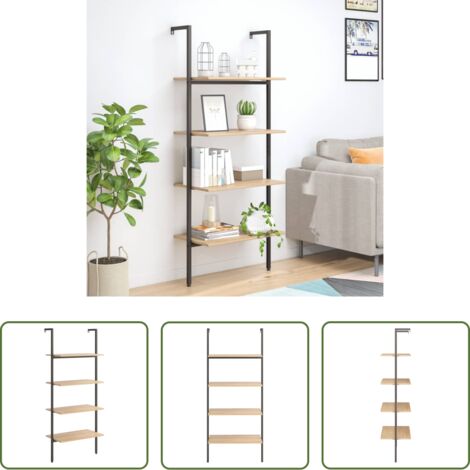 vidaXL Scaffale per casa -  Scaffale Pendente 4 Livelli Marrone Chiaro e Nero 64x35x152,5cm