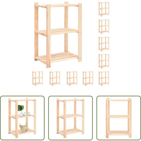 vidaXL Scaffale per casa -  Scaffali a 3 Livelli 10 pz 60x38x90 cm in Massello Pino 150 kg