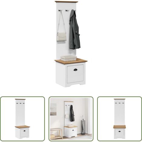 vidaXL Scaffale per corridoio -  Mobile da Ingresso con Ganci BODO Bianco e Marrone 50x40x157 cm