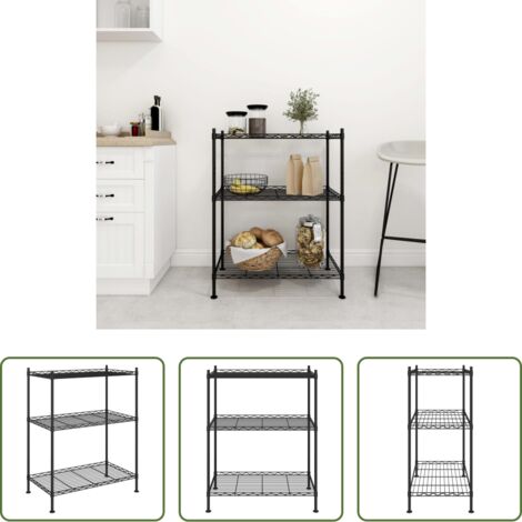 vidaXL Scaffale per cucina -  Scaffale a 3 Livelli 60x35x76 cm Nero 150 kg