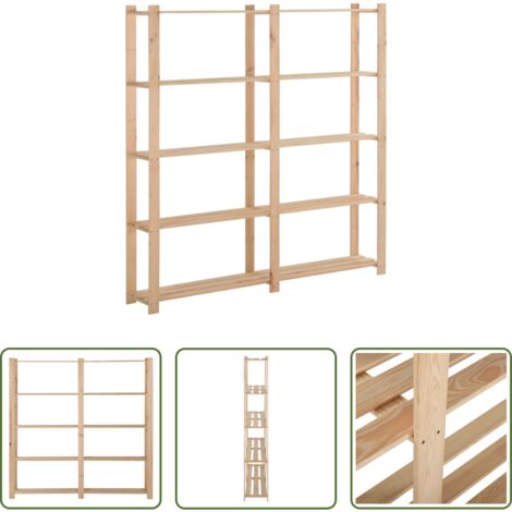 vidaXL Scaffale per cucina - Scaffale a 5 Livelli 170x28,5x170 cm in Legno Massello di Pino