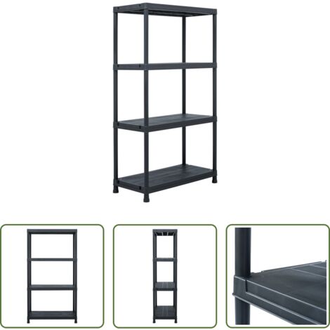 vidaXL Scaffale per cucina -  Scaffale Nero 100 kg 60x30x138 cm in Plastica