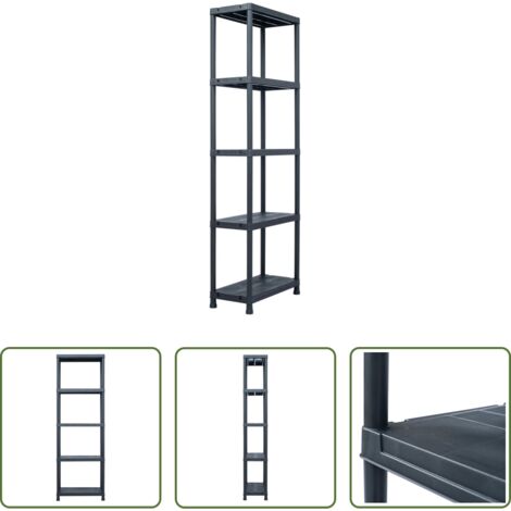 vidaXL Scaffale per cucina -  Scaffale Nero 125 kg 60x30x180 cm in Plastica