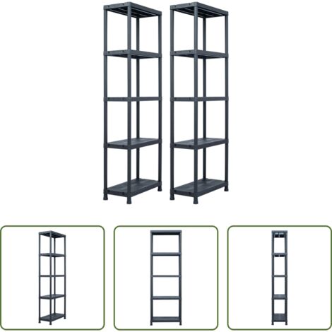 vidaXL Scaffale per cucina -  Scaffali 2 pz 125 kg 60x30x180 cm Nero in Plastica