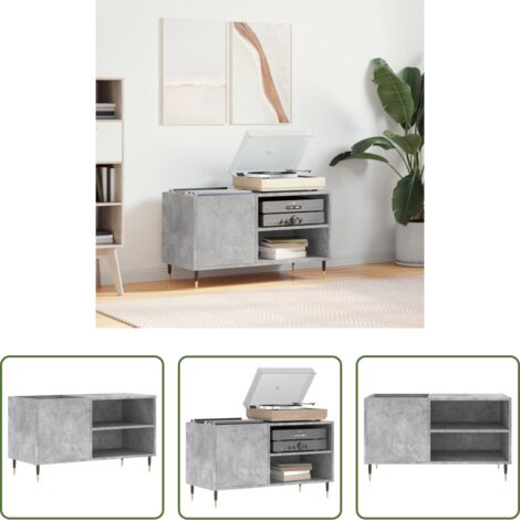 vidaXL Scaffale per dischi -  Mobile Porta Dischi Grigio Cemento 85x38x48cm Legno Multistrato