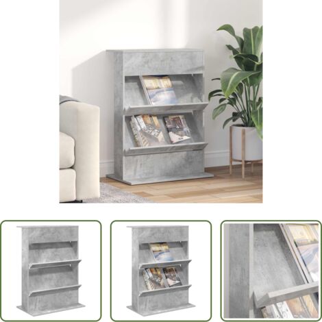 vidaXL Scaffale per documenti -  Scaffale per riviste Grigio cemento 70 x 41 x 96 cm