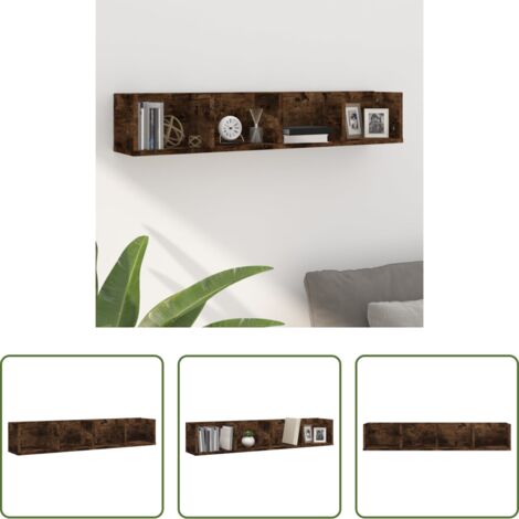 vidaXL Scaffale per DVD -  Mensola Muro Porta PC Rovere Fumo 100x18x18cm Legno Multistrato