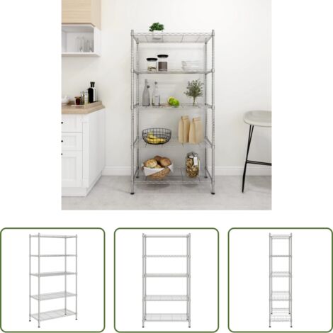 vidaXL Scaffale per garage - Scaffale a 5 Livelli 90x35x180 cm Cromato 250 kg