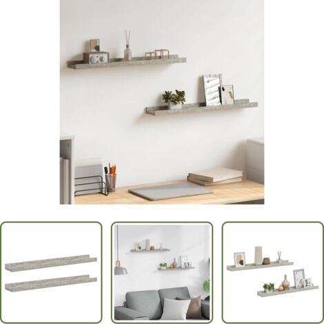 vidaXL Scaffale per interni -  Mensole da Parete 2 pz Grigio Cemento 60x9x3 cm