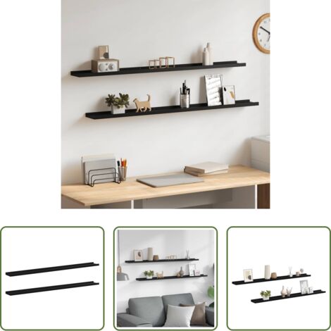 vidaXL Scaffale per interni -  Mensole da Parete 2 pz Nere 115x9x3 cm