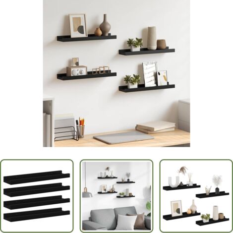 vidaXL Scaffale per interni -  Mensole da Parete 2 pz Nere 40x9x3 cm