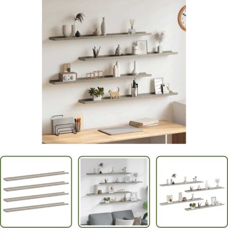 vidaXL Scaffale per interni -  Mensole da Parete 4 pz Grigio Cemento 100x9x3 cm