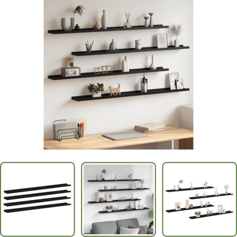 vidaXL Scaffale per interni -  Mensole da Parete 4 pz Nere 115x9x3 cm