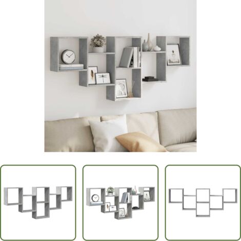 vidaXL Scaffale per interni -  Scaffale a Muro Grigio Cemento 159x18x66 cm in Truciolato