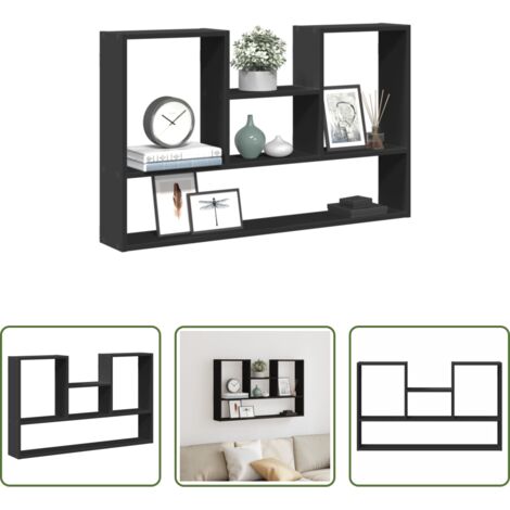 vidaXL Scaffale per interni -  Scaffale a Parete Nero 99x15x60 cm in Truciolato
