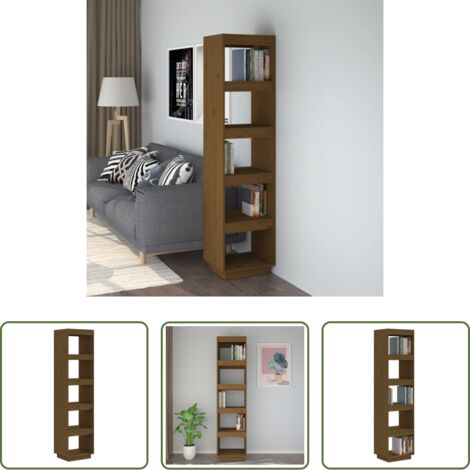 vidaXL Scaffale per libri -  Libreria/Divisorio Ambra 40x35x167 cm in Legno Massello di Pino