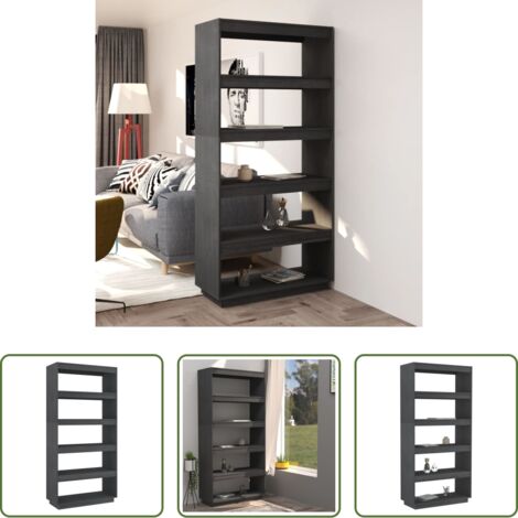 vidaXL Scaffale per libri -  Libreria/Divisorio Grigio 80x35x167 cm in Massello di Pino
