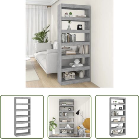vidaXL Scaffale per libri -  Libreria/Divisorio Grigio Cemento 80x30x198 cm in Truciolato