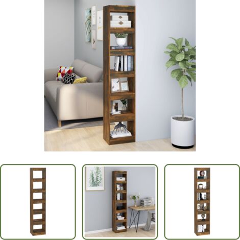 vidaXL Scaffale per libri -  Libreria/Divisorio Rovere Fumo 40x30x198 cm