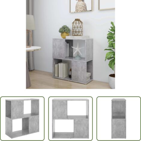 vidaXL Scaffale per libri -  Libreria Grigio Cemento 60x24x63 cm in Truciolato