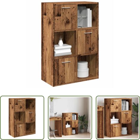 vidaXL Scaffale per libri -  Libreria Legno Antico 60,5x30x90 cm in Legno Multistrato