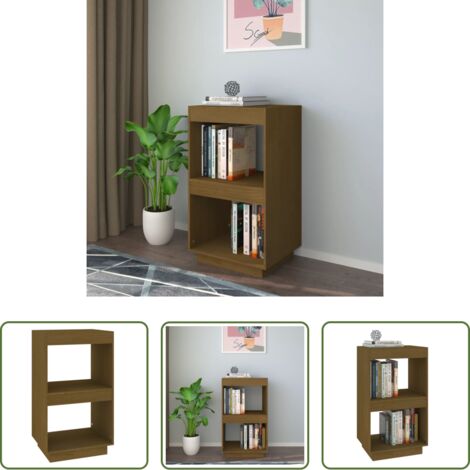 vidaXL Scaffale per libri -  Libreria Marrone Ambra 40x35x71 cm in Legno Massello di Pino