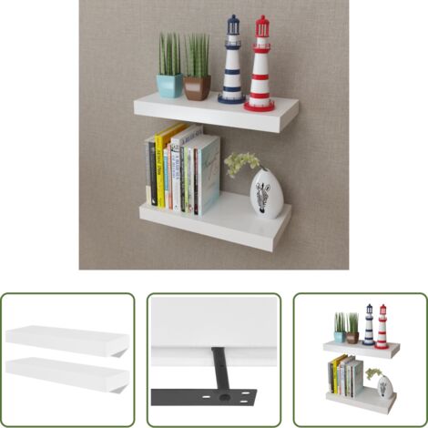vidaXL Scaffale per libri -  Mensole a Muro Bianche 2 pz in MDF per Libri/DVD