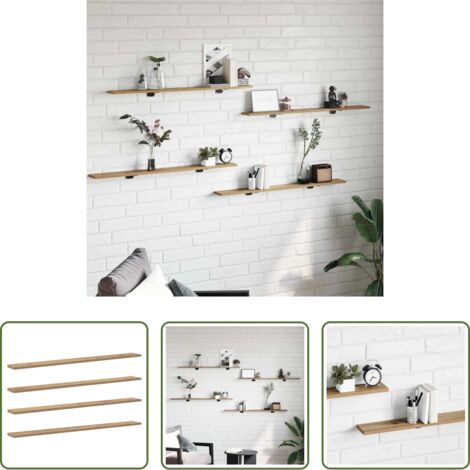 vidaXL Scaffale per libri -  Scaffale 4 pcs Marrone 100 x 10 x 1,5 cm Legno multistrato
